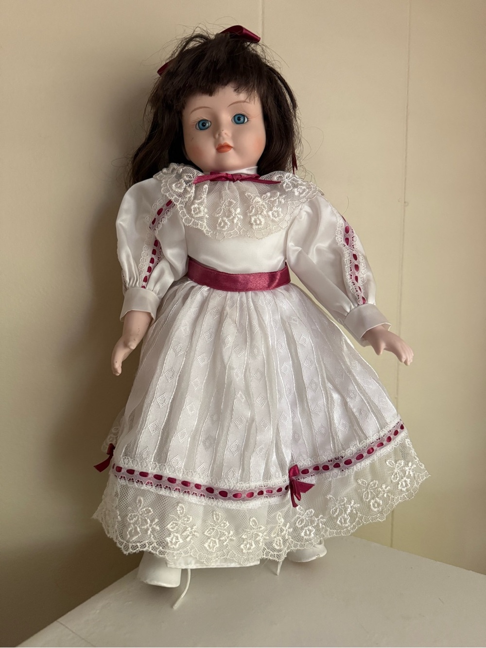 Vintage Victorian Style Porcelain Girl Doll 16"